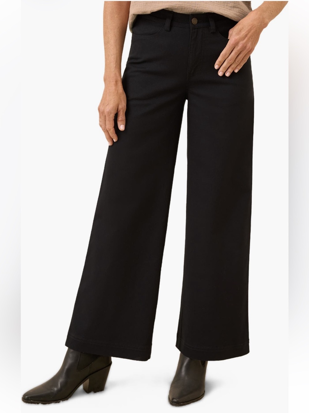 Pact organic cotton stretch twill wide leg cropper pants
